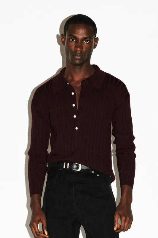 Vista Ribbed Wool Polo  |  Burgundy sold by California Arts