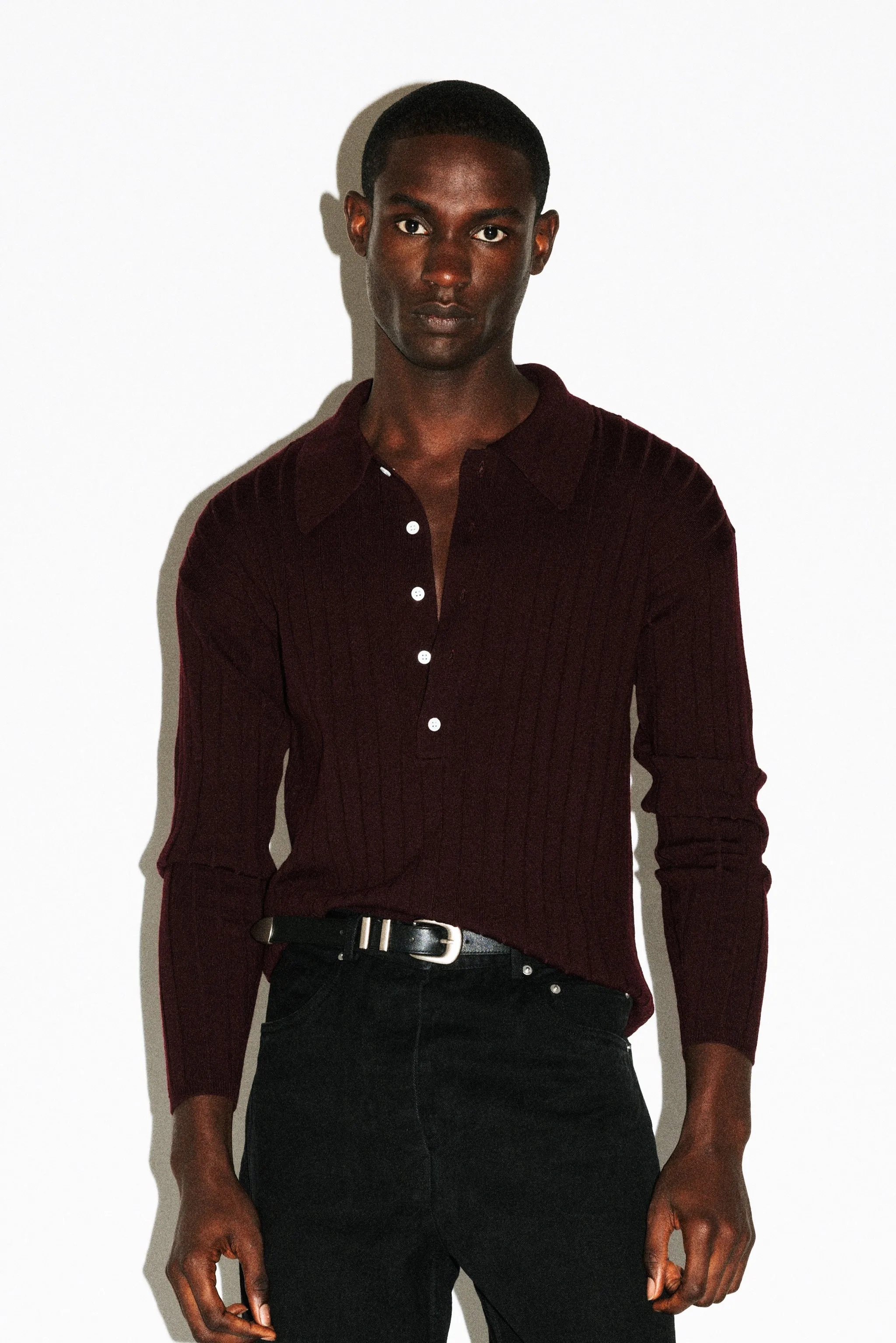 Vista Ribbed Wool Polo | Burgundy sold by California Arts