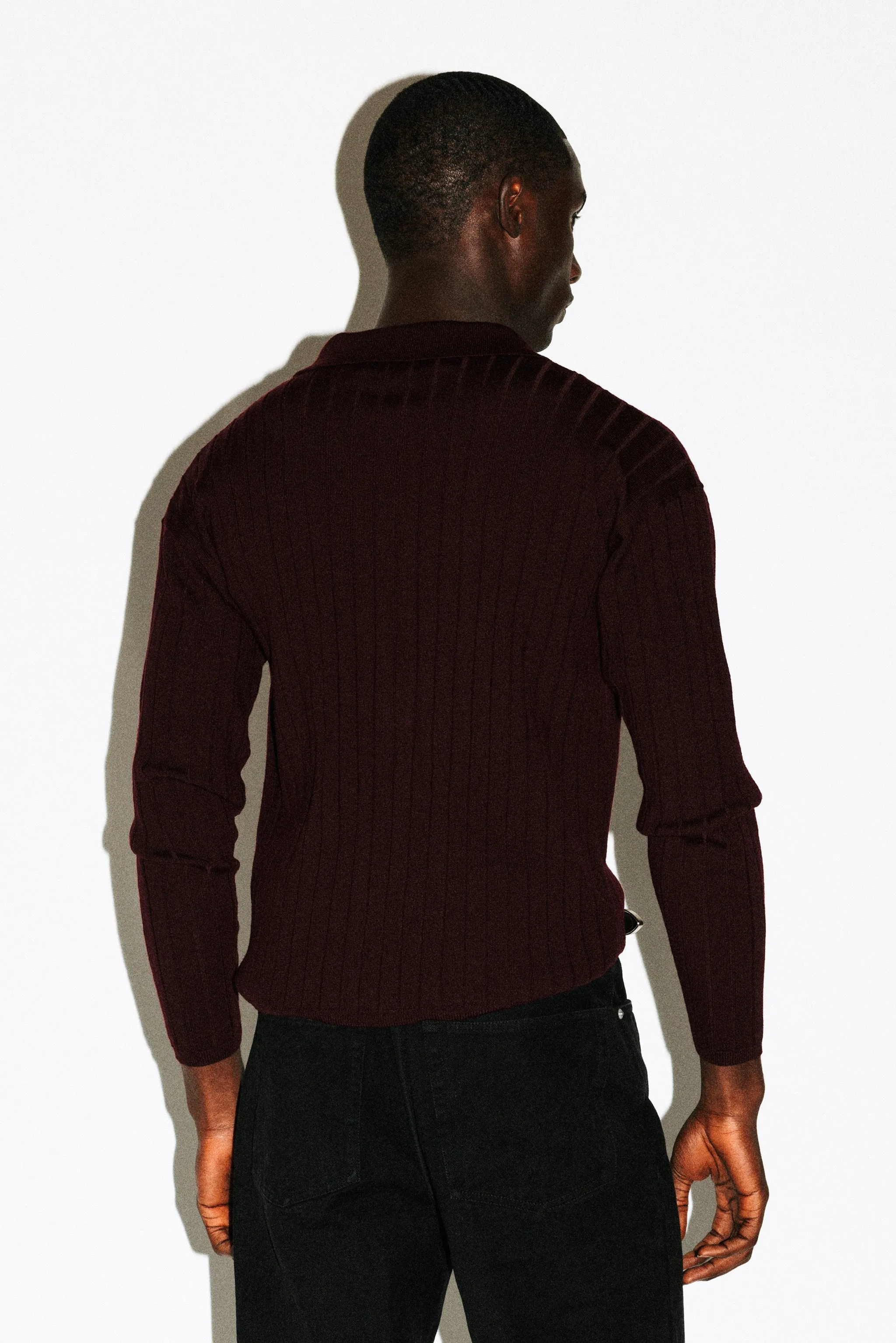 Vista Ribbed Wool Polo | Burgundy sold by California Arts product image thumbnail 4