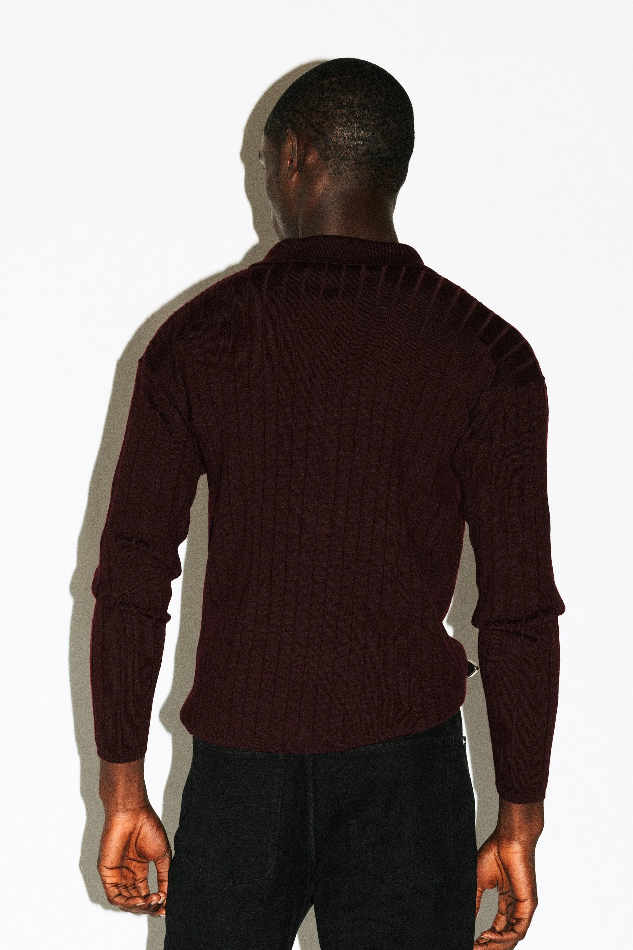 Vista Ribbed Wool Polo | Burgundy sold by California Arts product image thumbnail 5