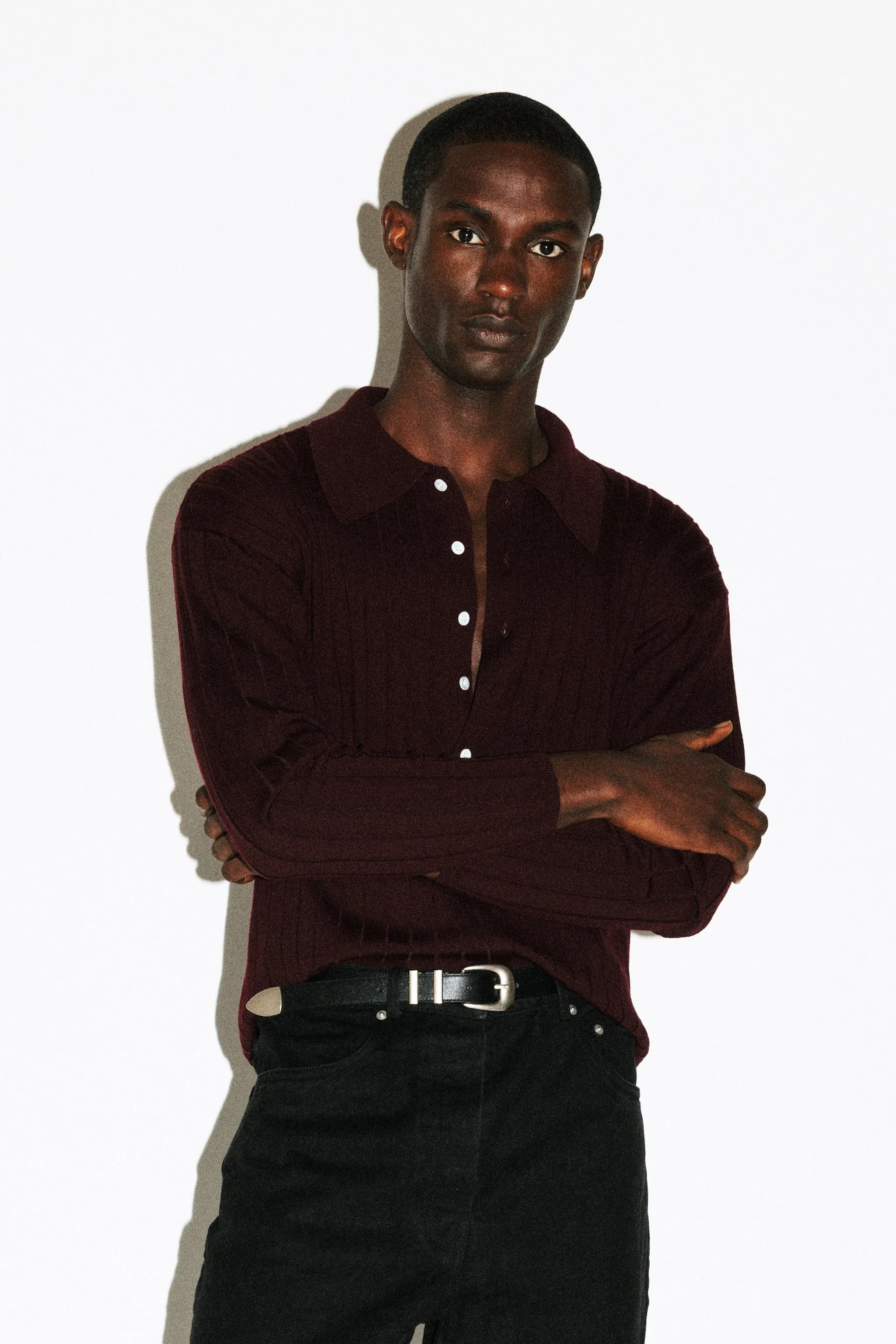 Vista Ribbed Wool Polo | Burgundy sold by California Arts product image thumbnail 2
