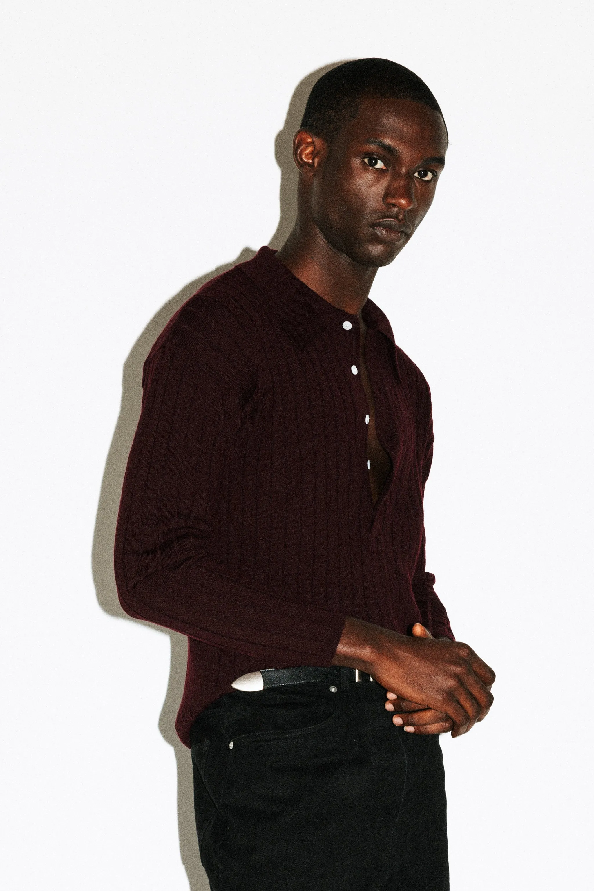 Vista Ribbed Wool Polo | Burgundy sold by California Arts product image thumbnail 3