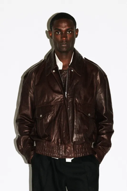 Hyperion Leather Flight Jacket  |  Chocolate Brown sold by California Arts