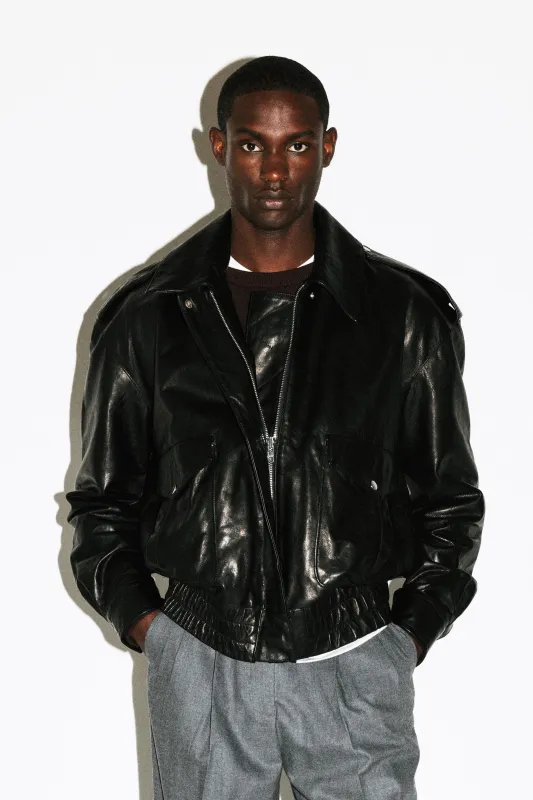 Hyperion Leather Flight Jacket  |  Black sold by California Arts