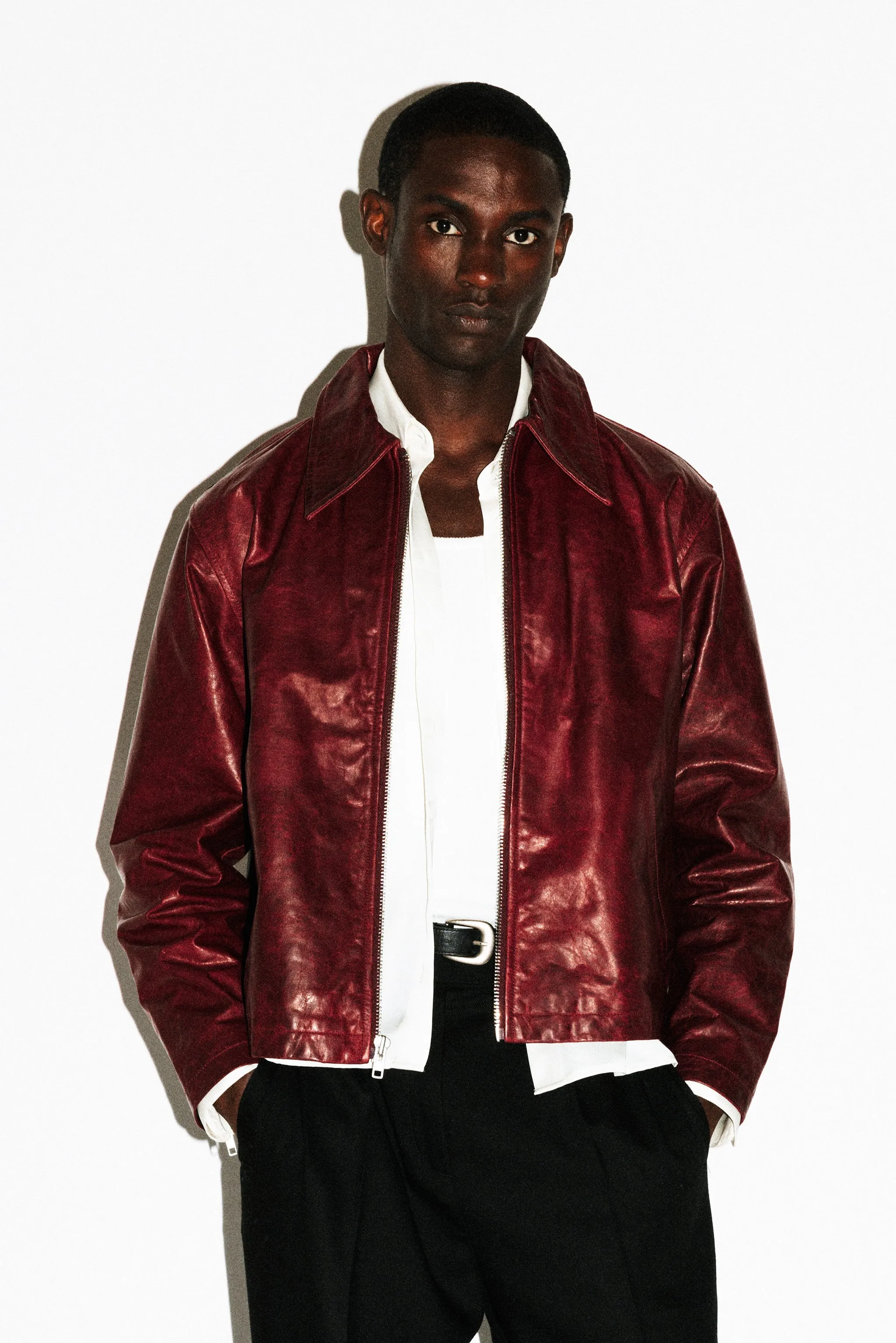 Fairfax Leather Blouson | Cherry sold by California Arts