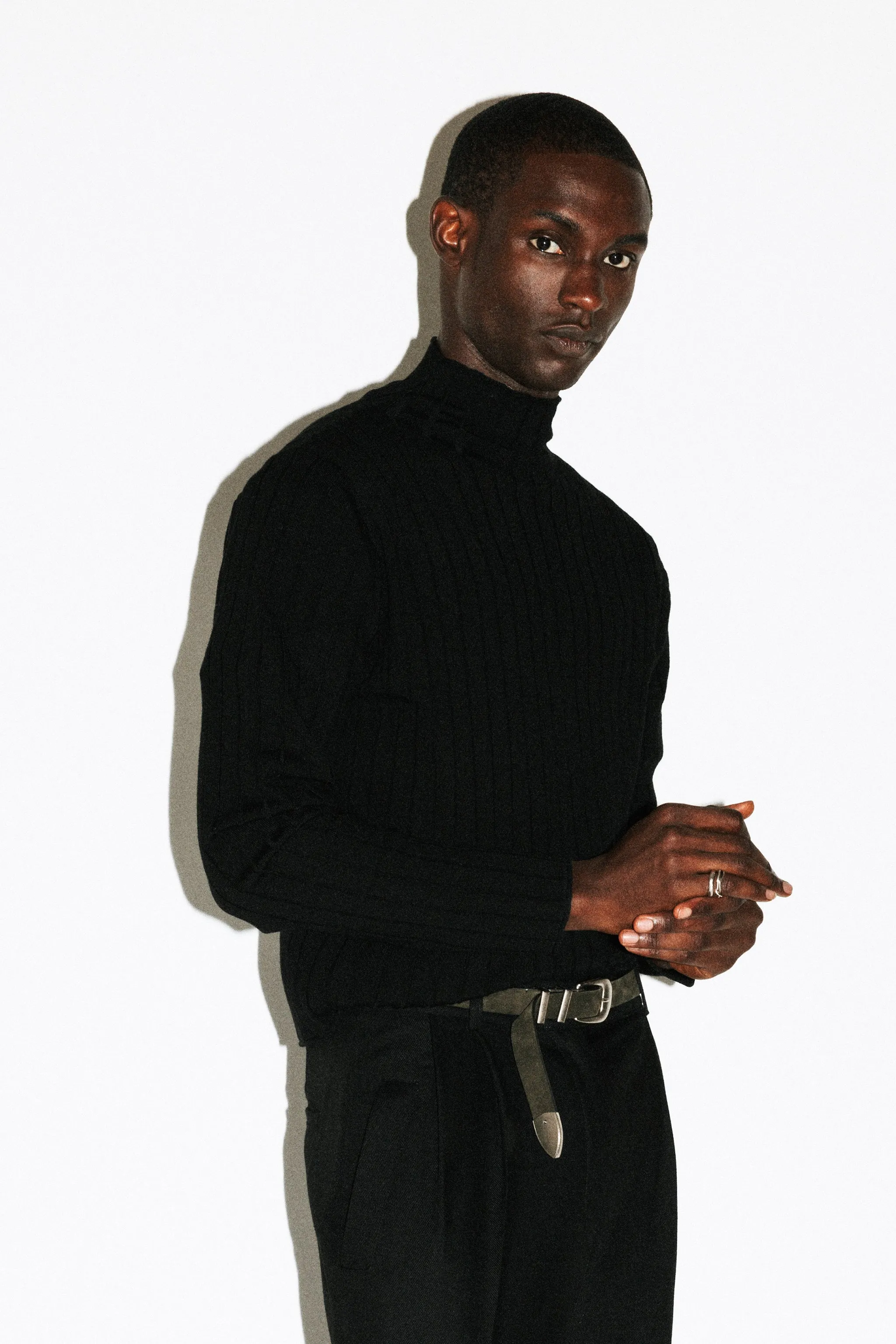 Dayton Slim Ribbed Wool Mockneck | Black sold by California Arts product image thumbnail 2