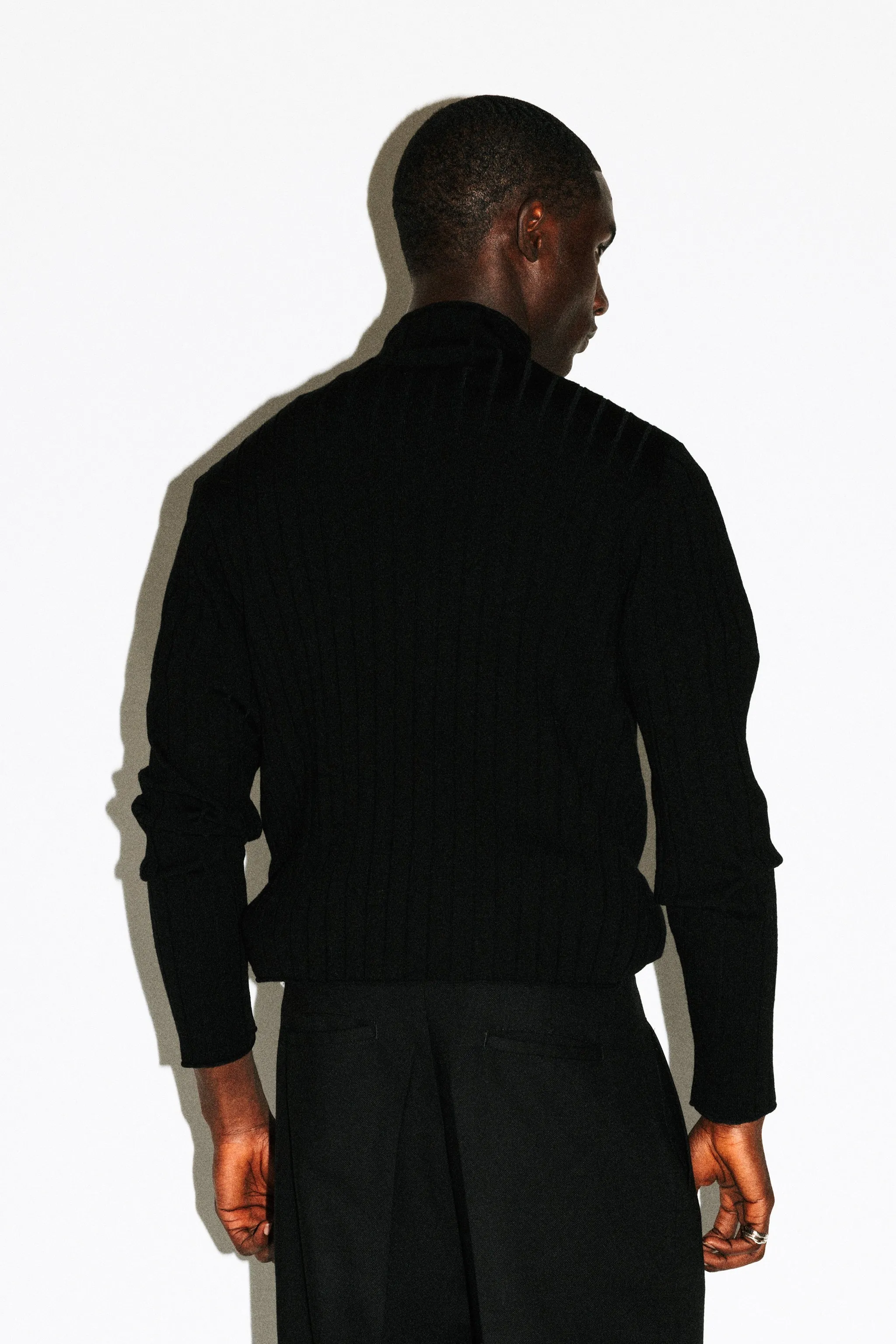 Dayton Slim Ribbed Wool Mockneck | Black sold by California Arts product image thumbnail 4