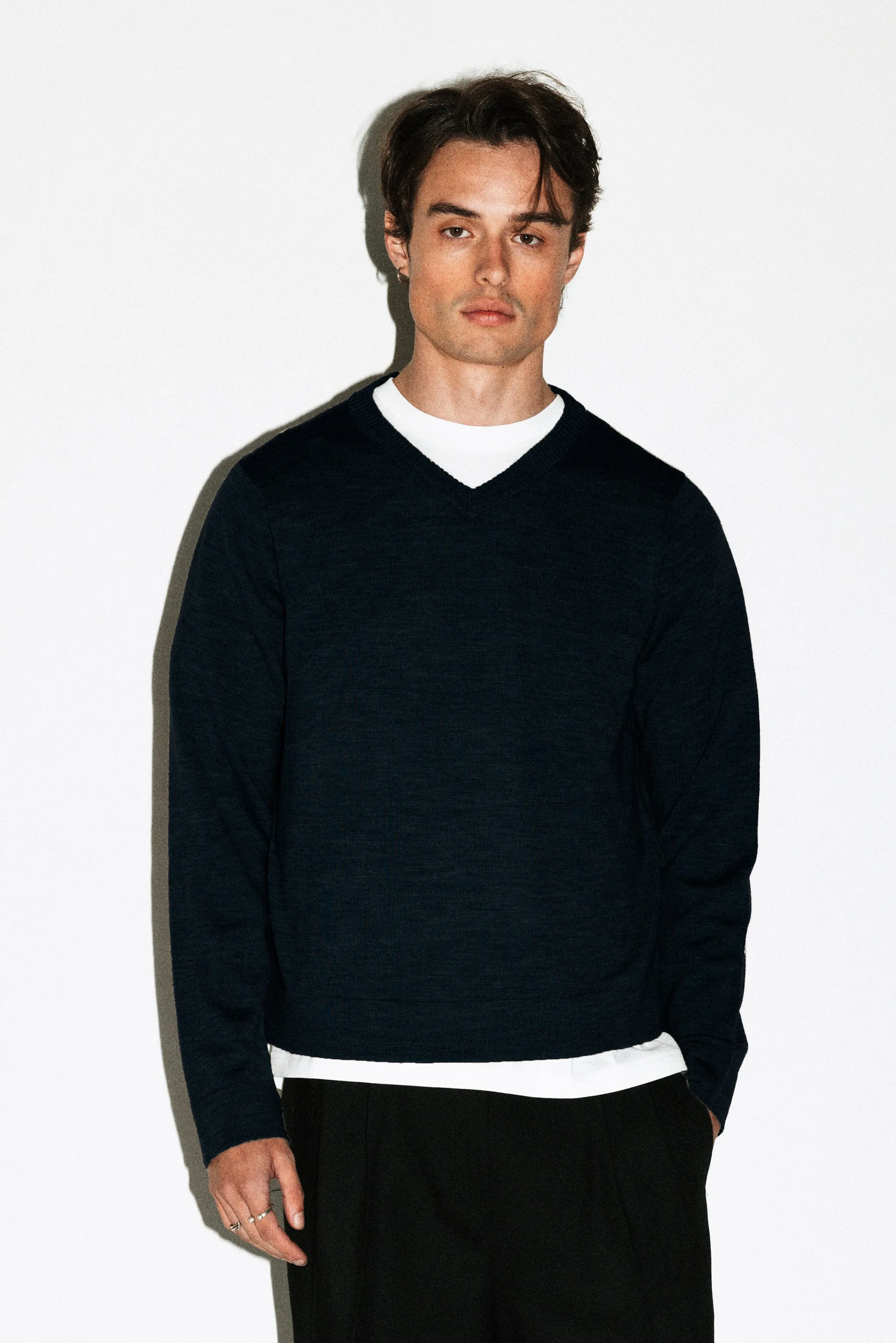 Hammer 90s Fit V-Neck Sweater | Navy sold by California Arts