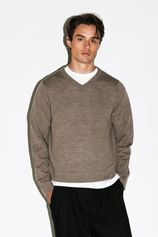 Hammer 90s Fit V-Neck Sweater  |  Oat sold by California Arts
