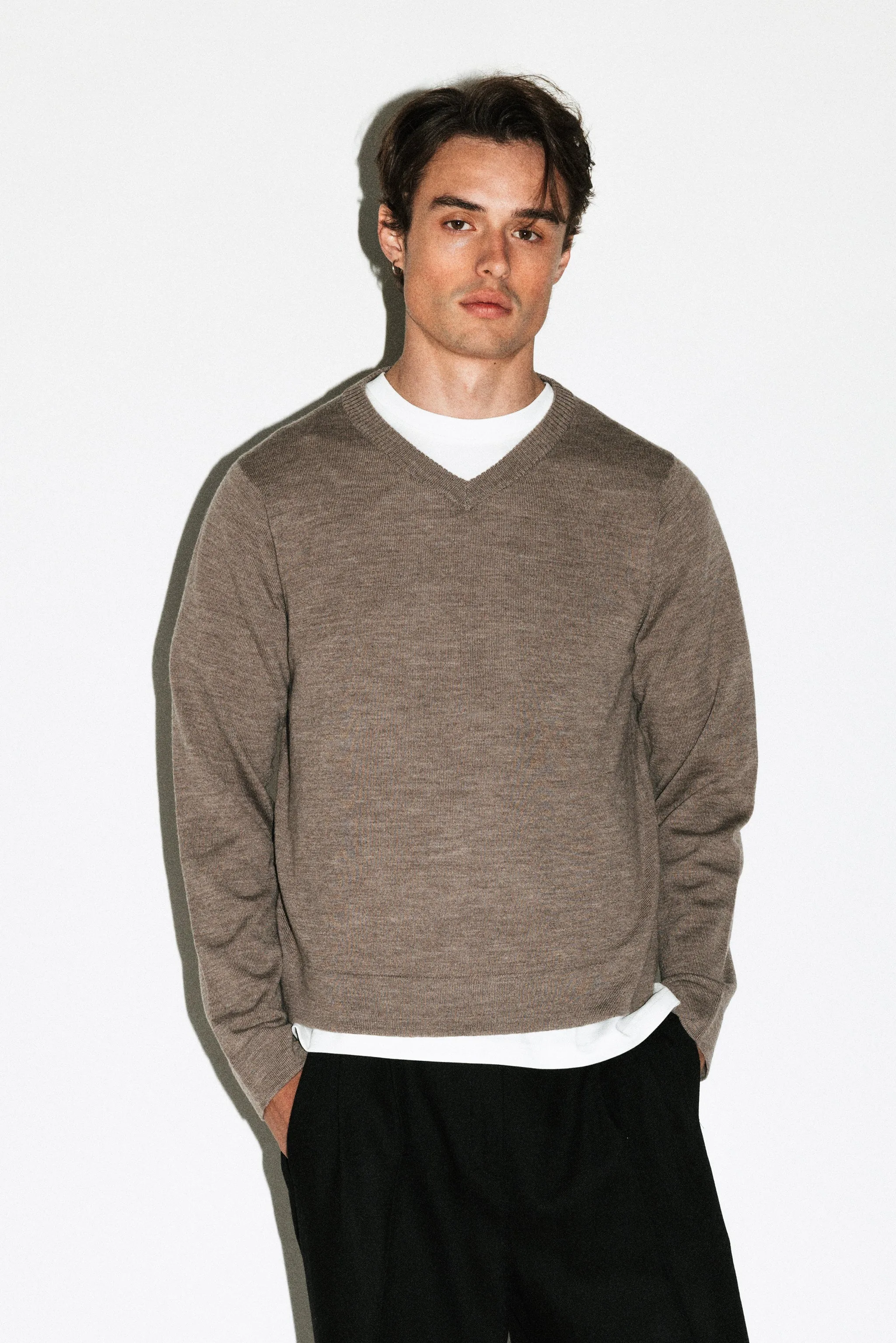 Hammer 90s Fit V-Neck Sweater | Oat sold by California Arts