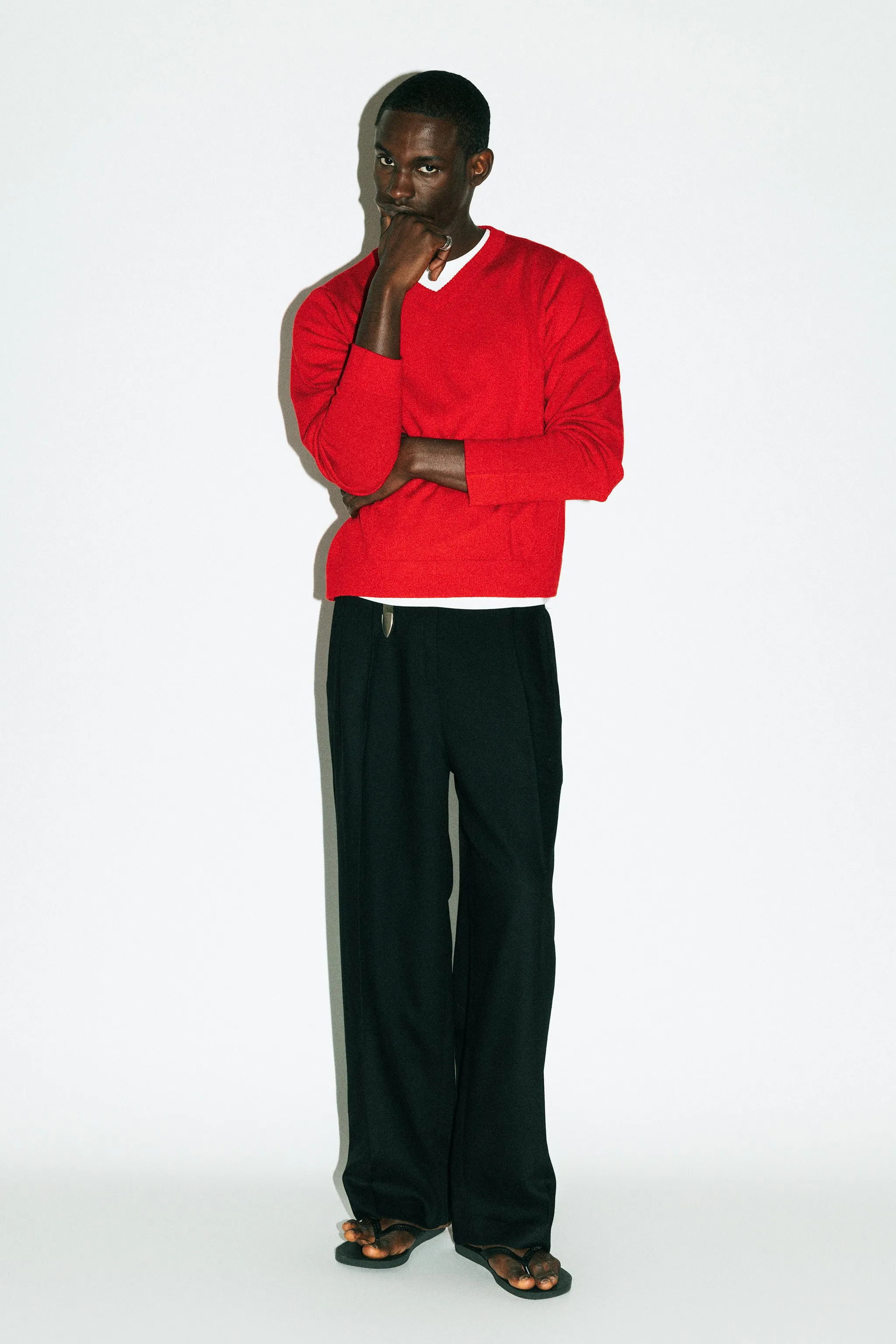 Hammer 90s Fit V-Neck Sweater | Red sold by California Arts product image thumbnail 5