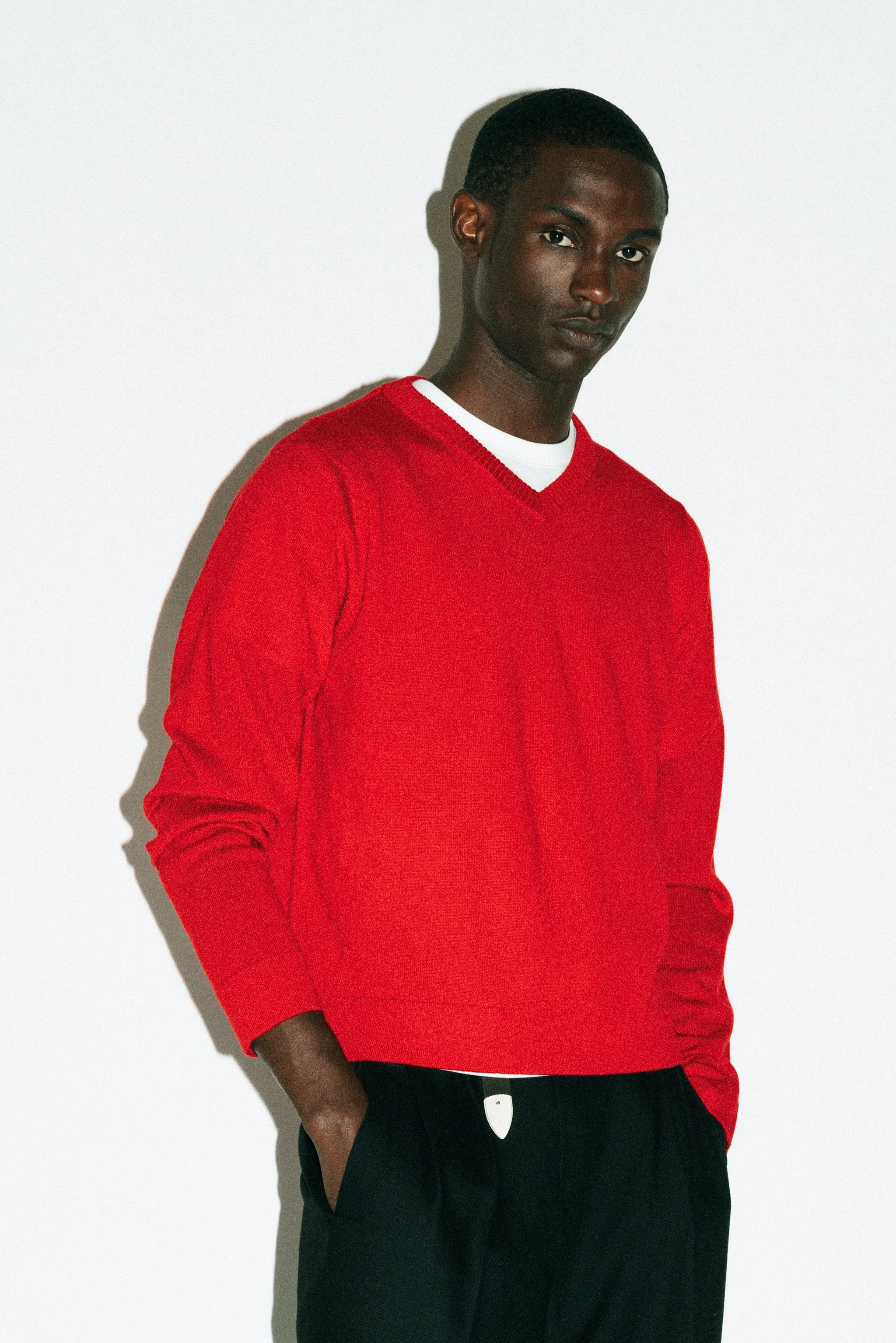 Hammer 90s Fit V-Neck Sweater | Red sold by California Arts product image thumbnail 2