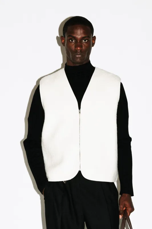 Alta Textural Teddy Gilet  |  Bone sold by California Arts