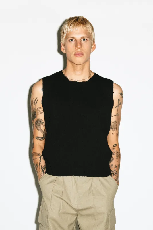 Camden Raw-Edge Muscle Tank  |  Black sold by California Arts