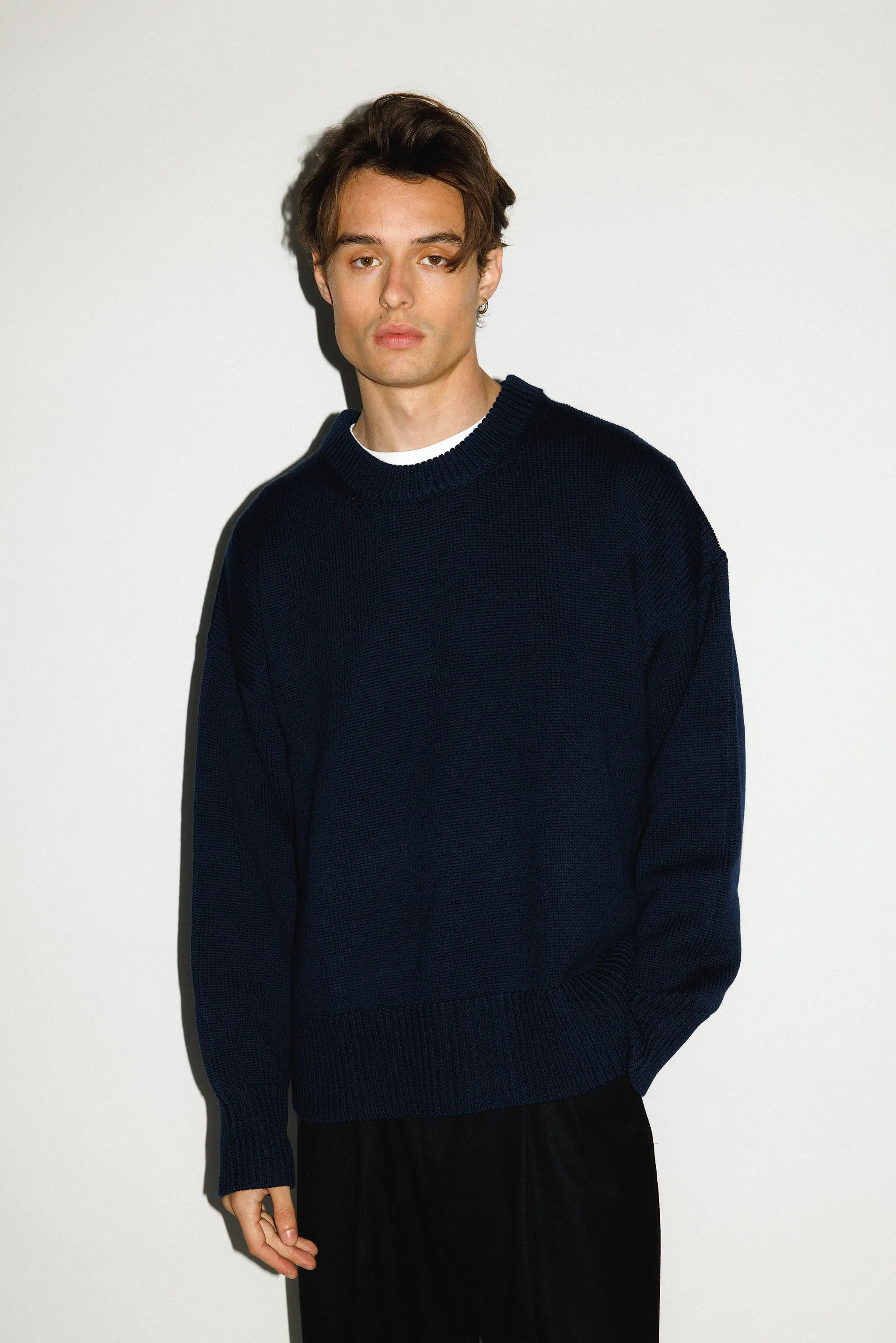 Palos Oversized Crew-Neck Sweater | Navy sold by California Arts