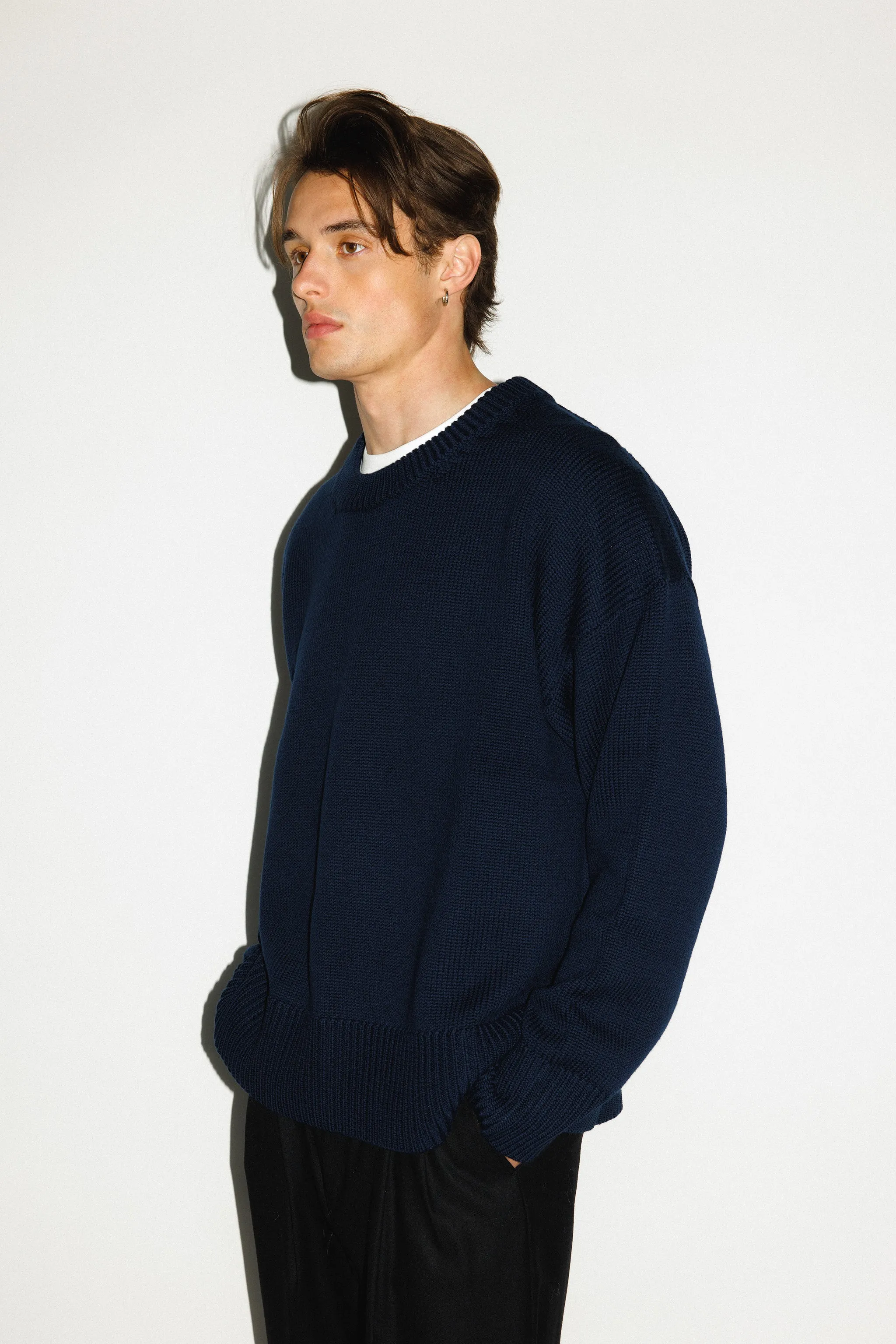 Palos Oversized Crew-Neck Sweater | Navy sold by California Arts product image thumbnail 3