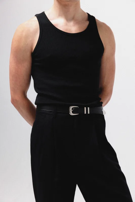 Wilshire Western Leather Belt  |  Black sold by California Arts
