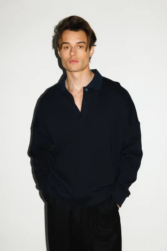 Pacific Oversized Collared Sweatshirt  |  Navy sold by California Arts