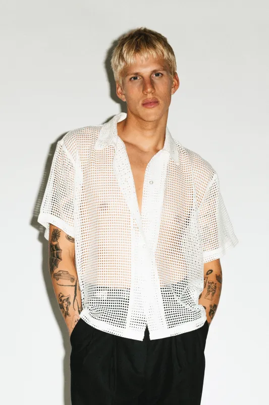 Venice Short-Sleeve Summer Shirt  |  Grid Crochet sold by California Arts