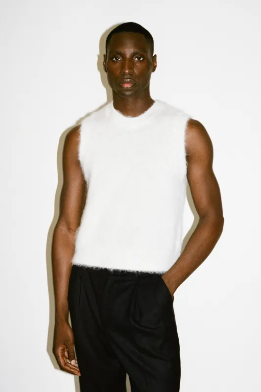 Canal Alpaca Knit Sweater Vest  |  Ivory sold by California Arts