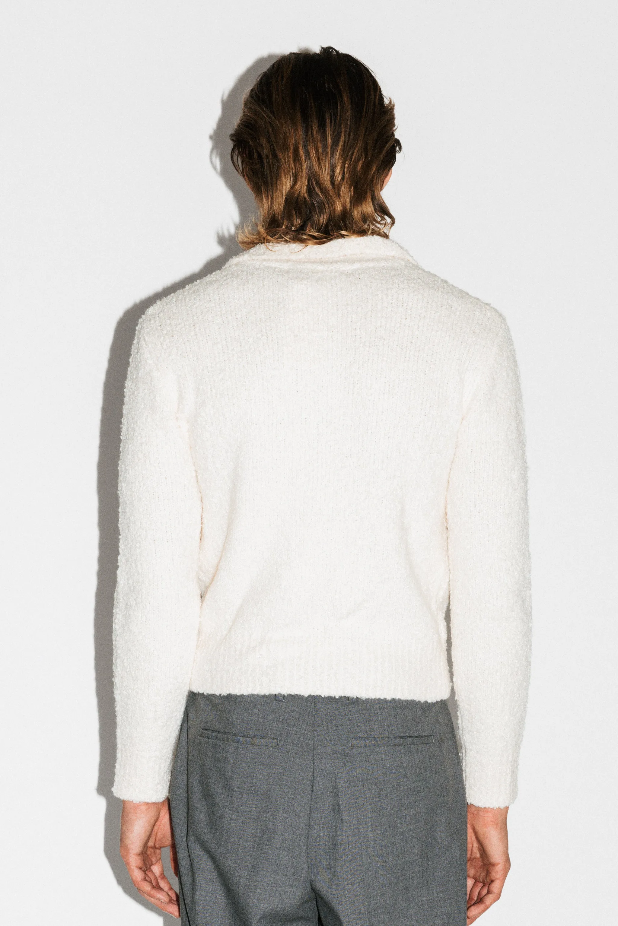 Hoover Textural Slim Zip Cardigan | Off-White sold by California Arts product image thumbnail 4