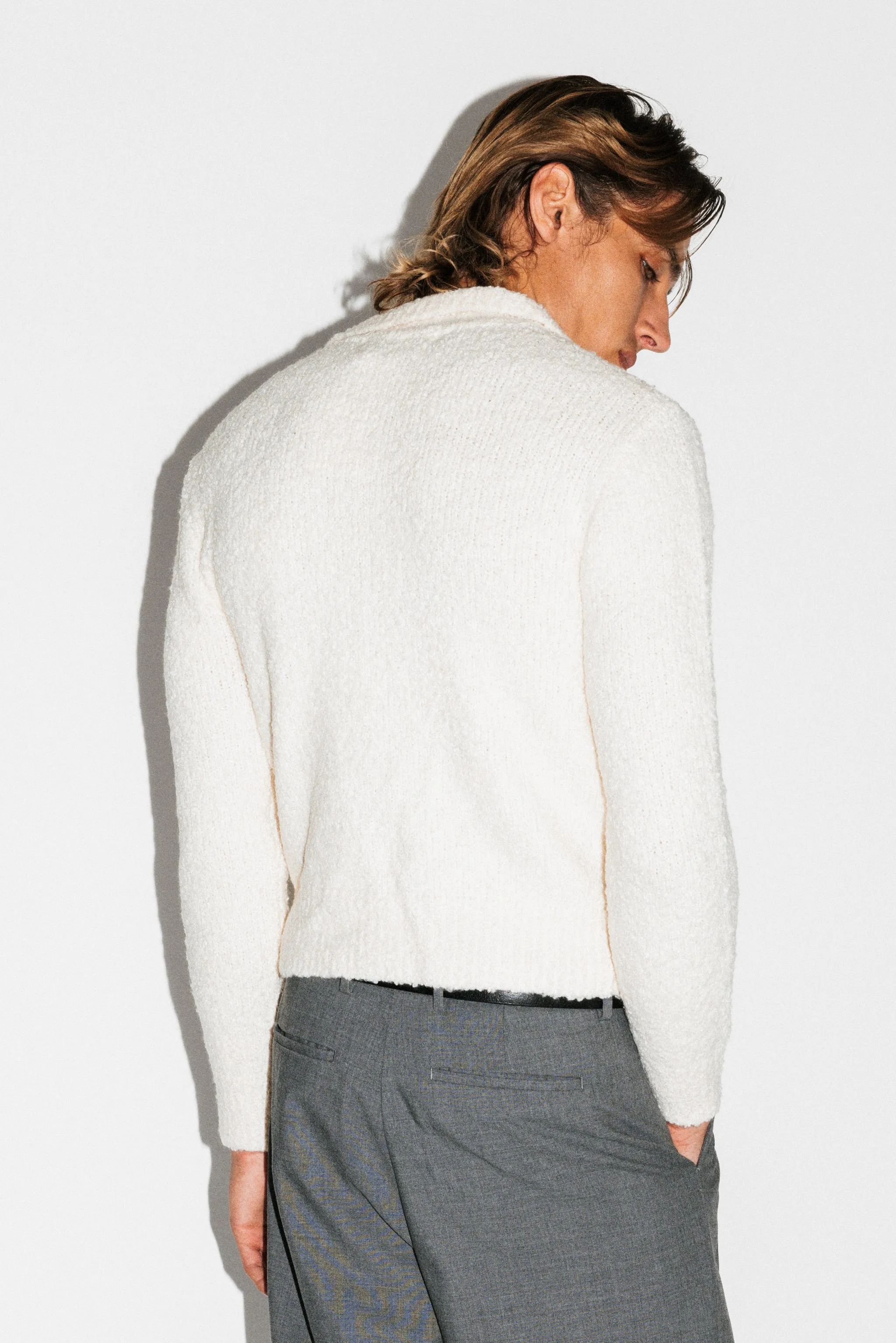Hoover Textural Slim Zip Cardigan | Off-White sold by California Arts product image thumbnail 3