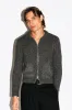 Hoover Textural Slim Zip Cardigan | Charcoal Grey sold by California Arts