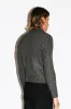 Hoover Textural Slim Zip Cardigan | Charcoal Grey sold by California Arts