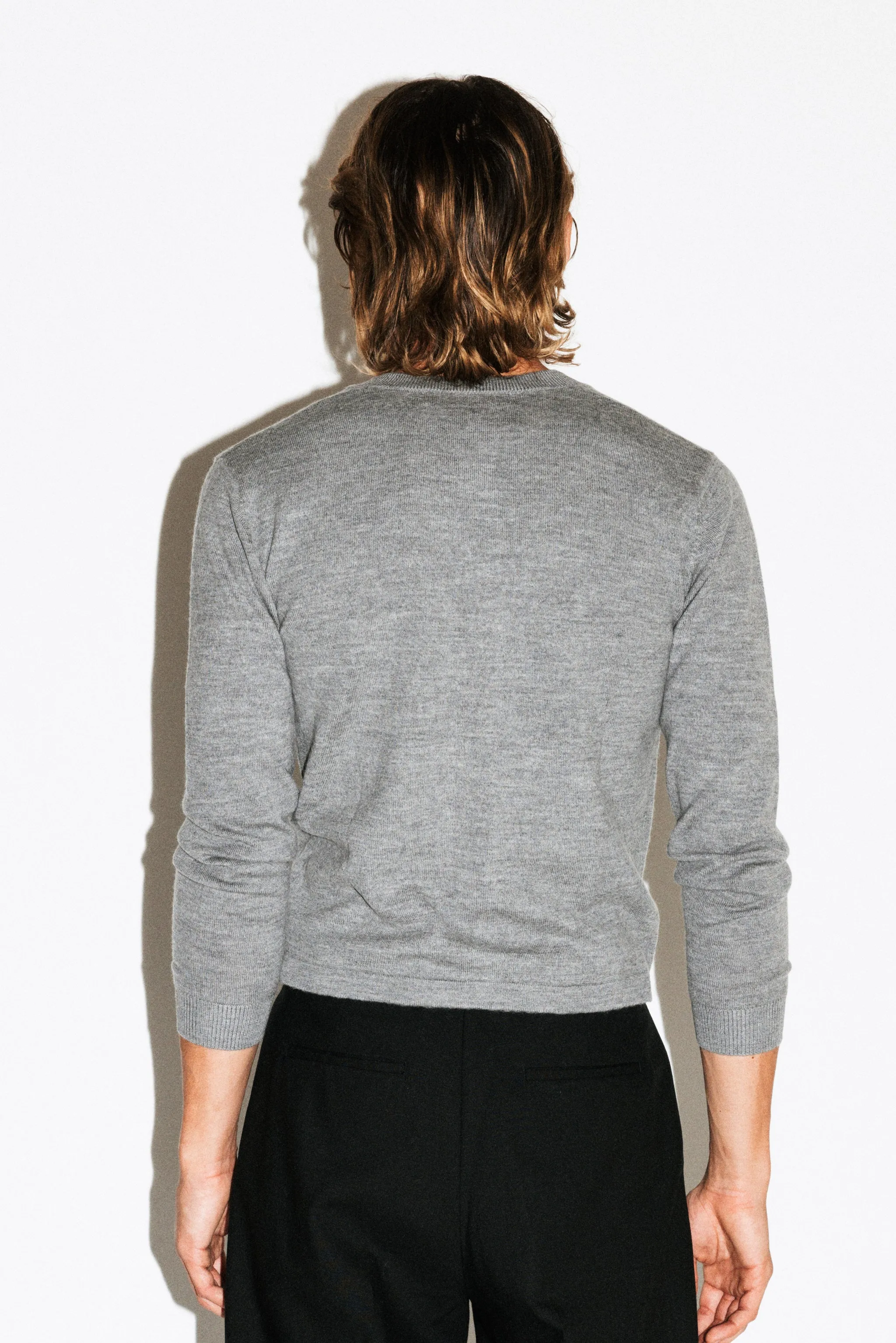 Almont Slim Crew Cardigan | Grey Melange sold by California Arts product image thumbnail 4