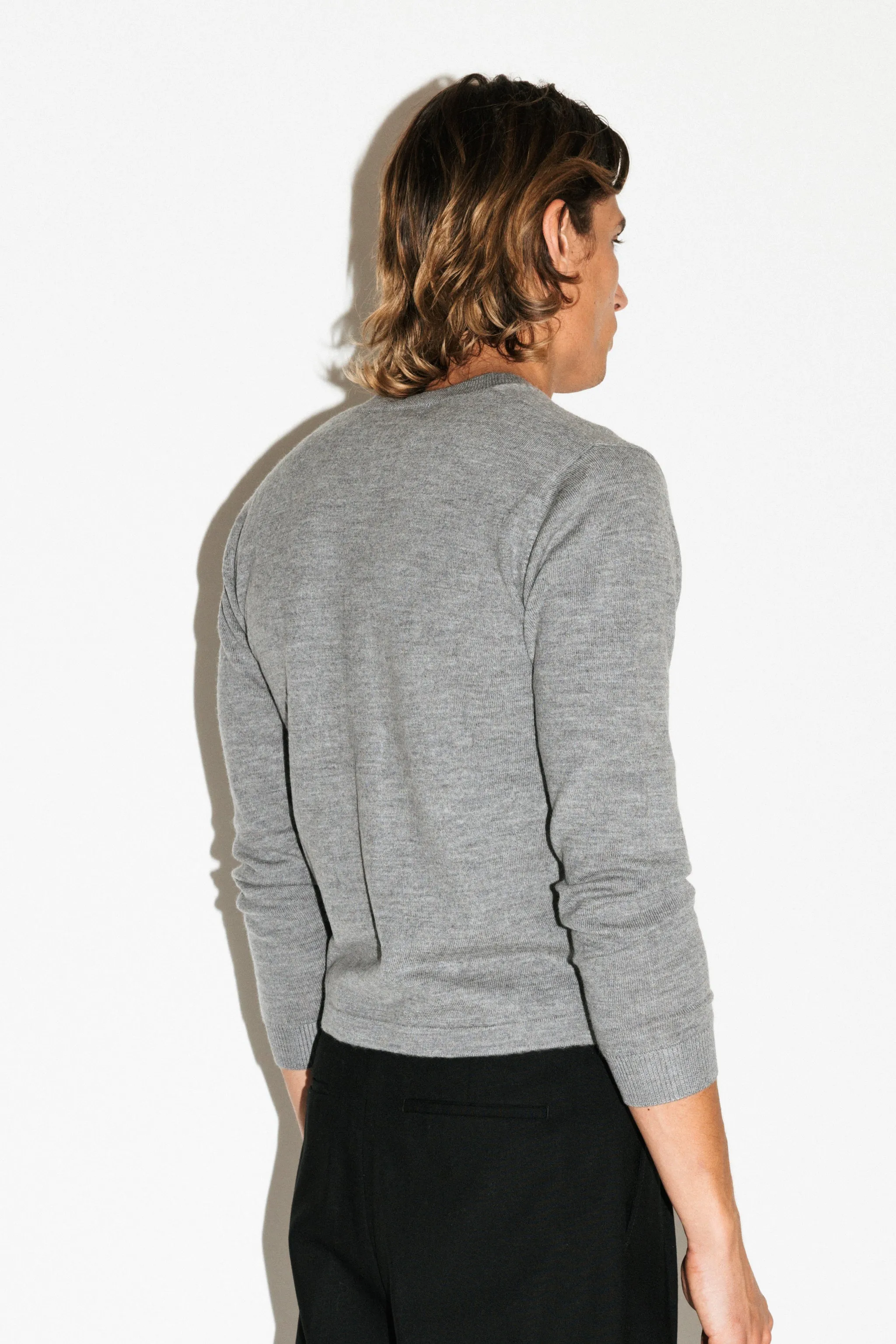 Almont Slim Crew Cardigan | Grey Melange sold by California Arts product image thumbnail 3