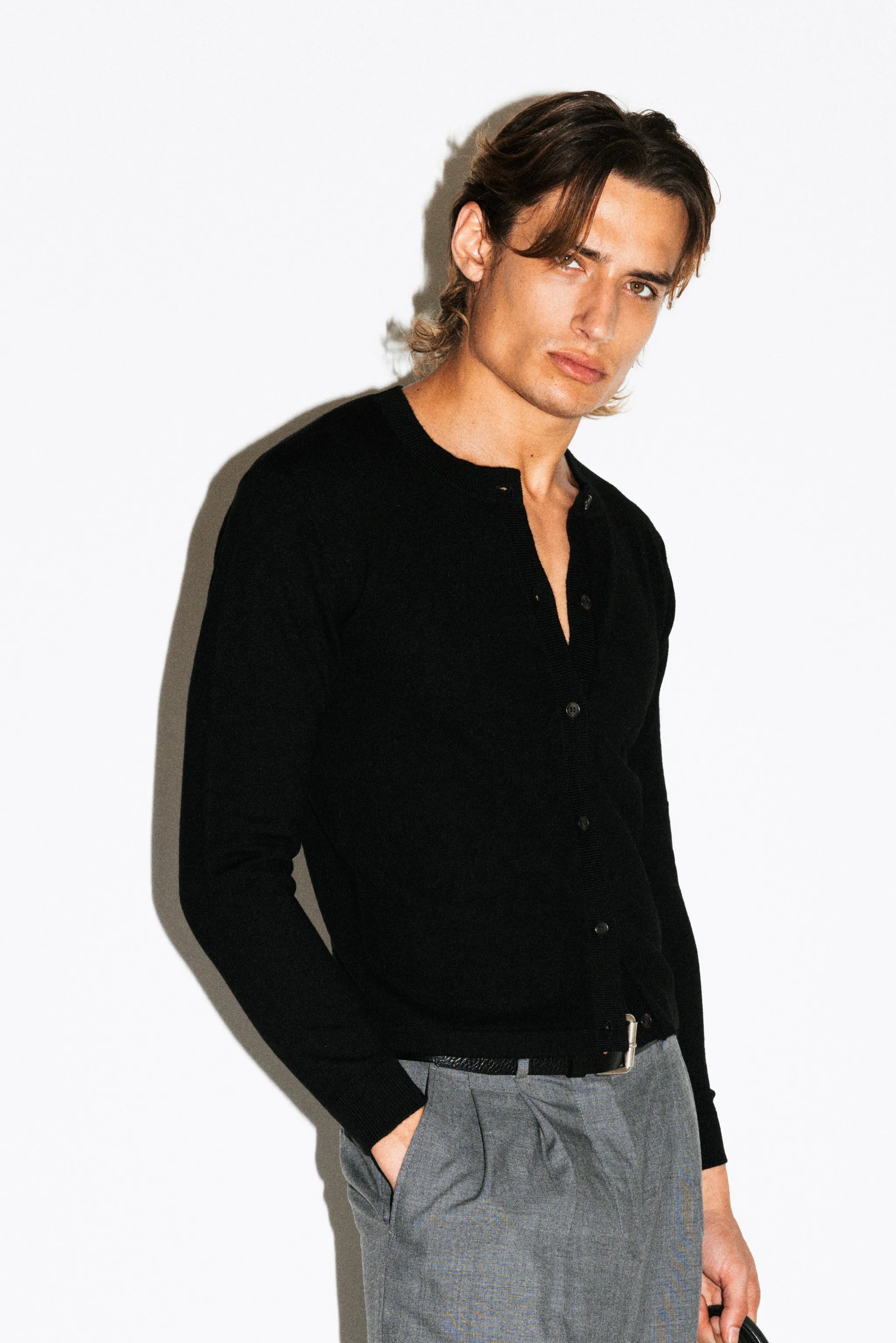 Almont Slim Crew Cardigan | Black sold by California Arts product image thumbnail 2