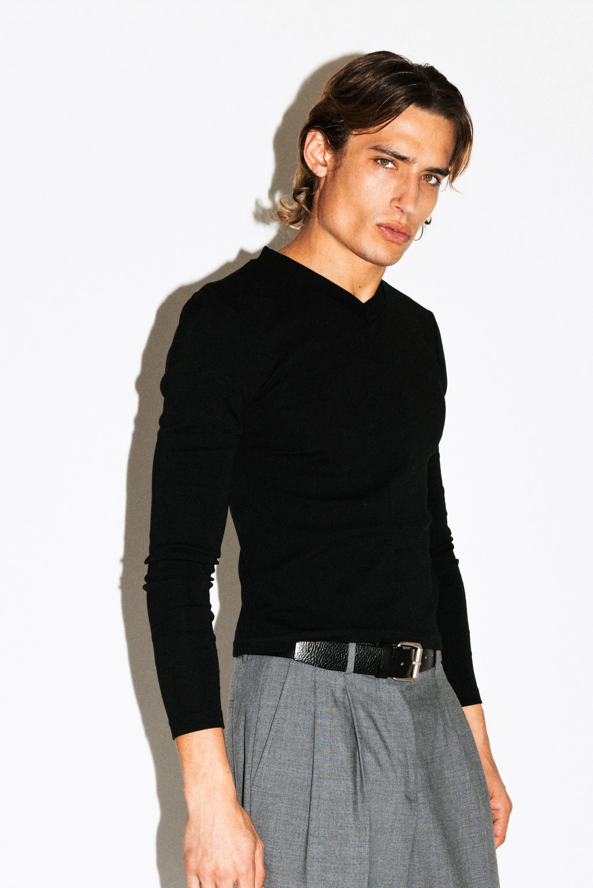 Scott Slim Long Sleeve V-Neck Tee | Black sold by California Arts product image thumbnail 2