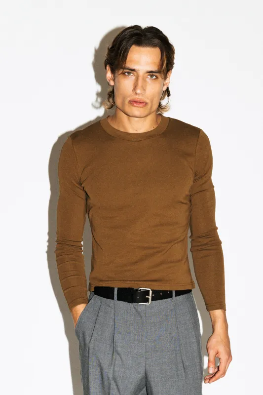 Benton Slim Long Sleeve Tee  |  Olive Brown sold by California Arts