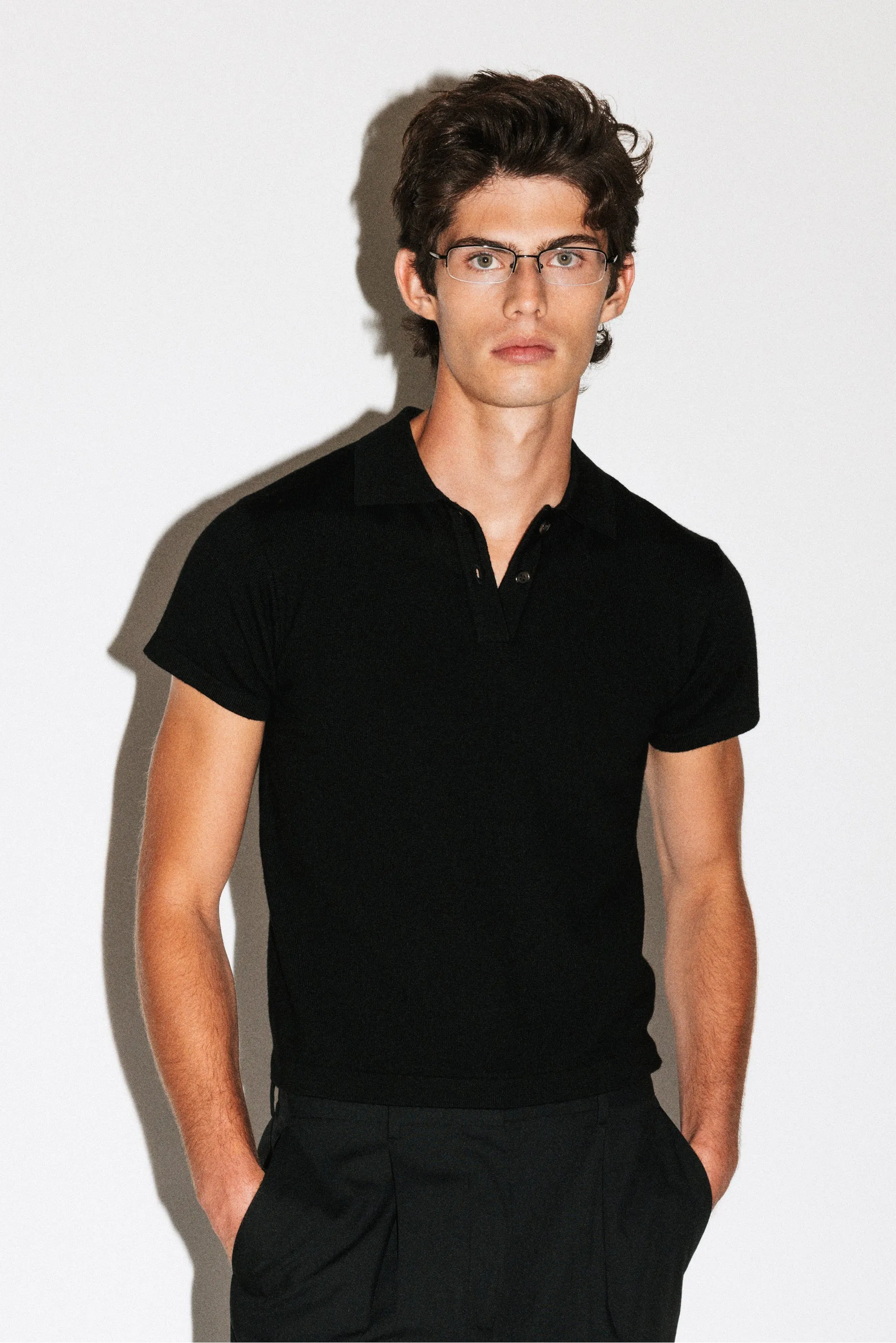 Hancock Mini Merino Polo | Black sold by California Arts