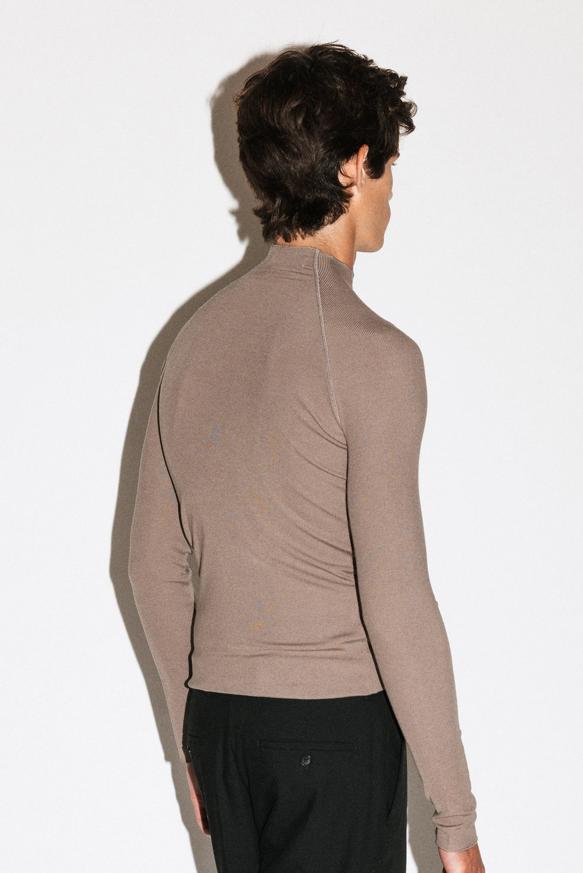 Lloyd Slim Silk Mockneck | Taupe sold by California Arts product image thumbnail 3