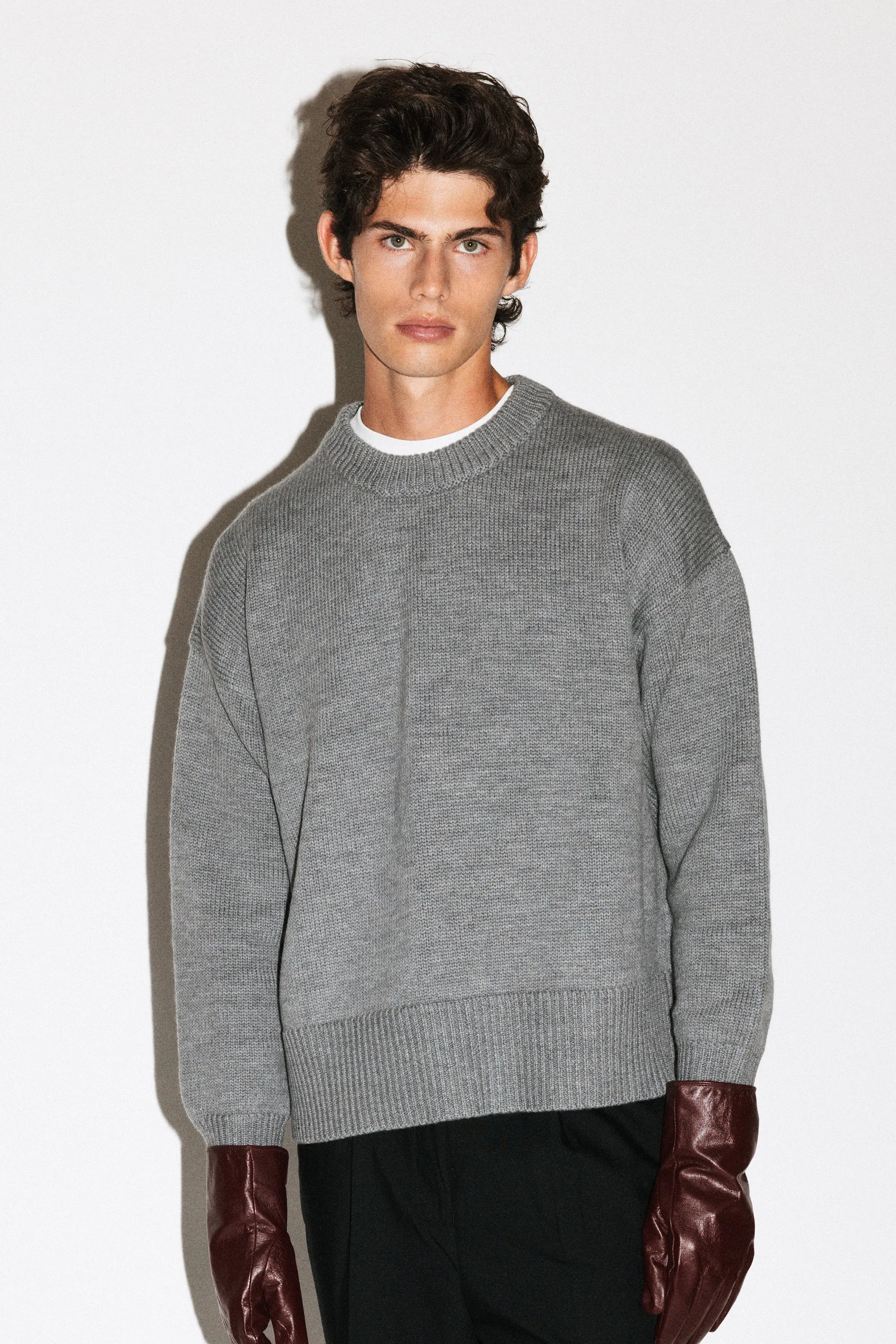 Palos Oversized Crew-Neck Sweater | Grey Melange sold by California Arts