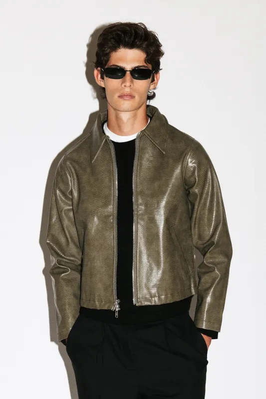 Fairfax Slim Lizard Blouson  |  Olive sold by California Arts