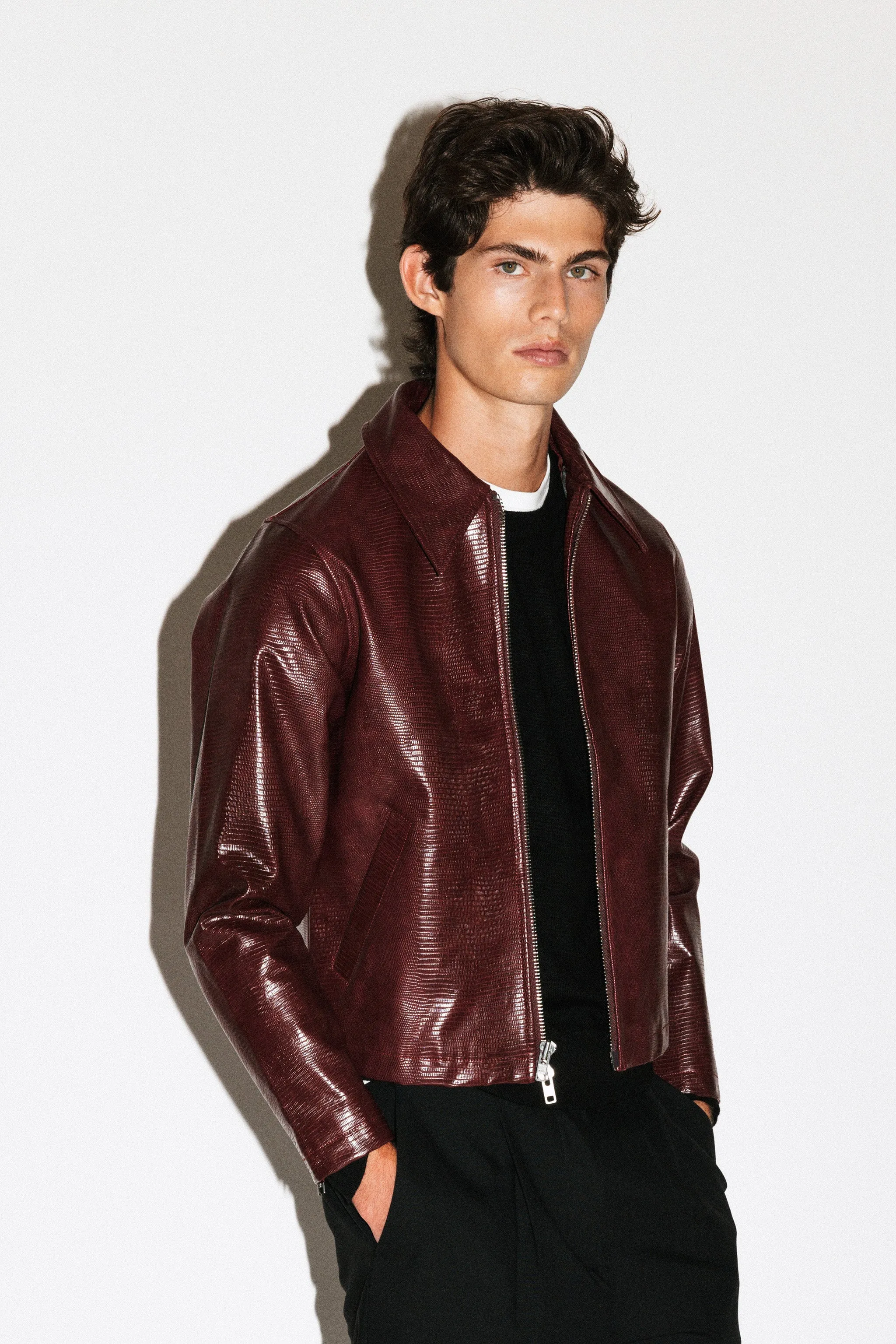 Fairfax Slim Lizard Blouson | Merlot sold by California Arts product image thumbnail 2