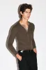 Murray Slim Long Sleeve Silk Henley  |  Olive sold by California Arts