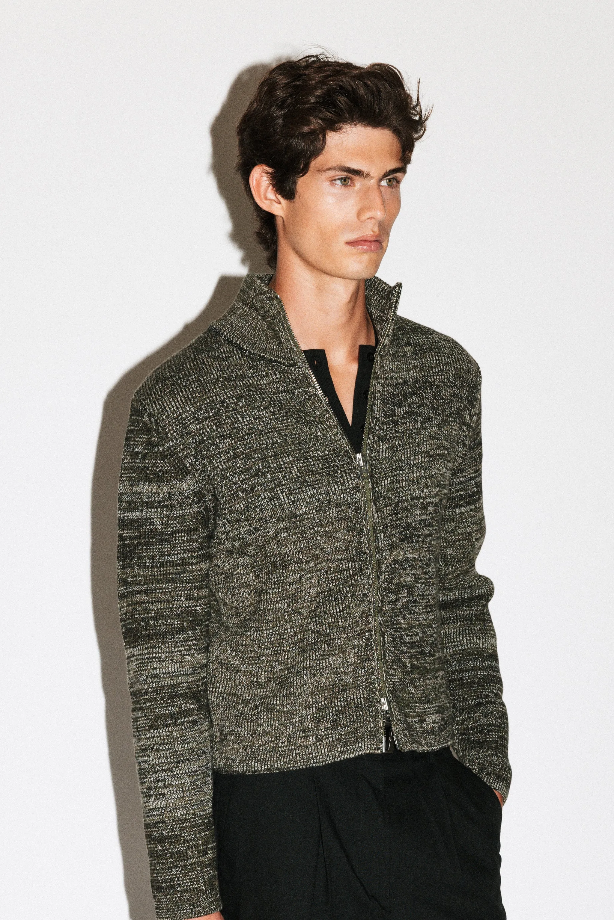 Silverado Slim Zip Cardigan | Moss sold by California Arts product image thumbnail 2