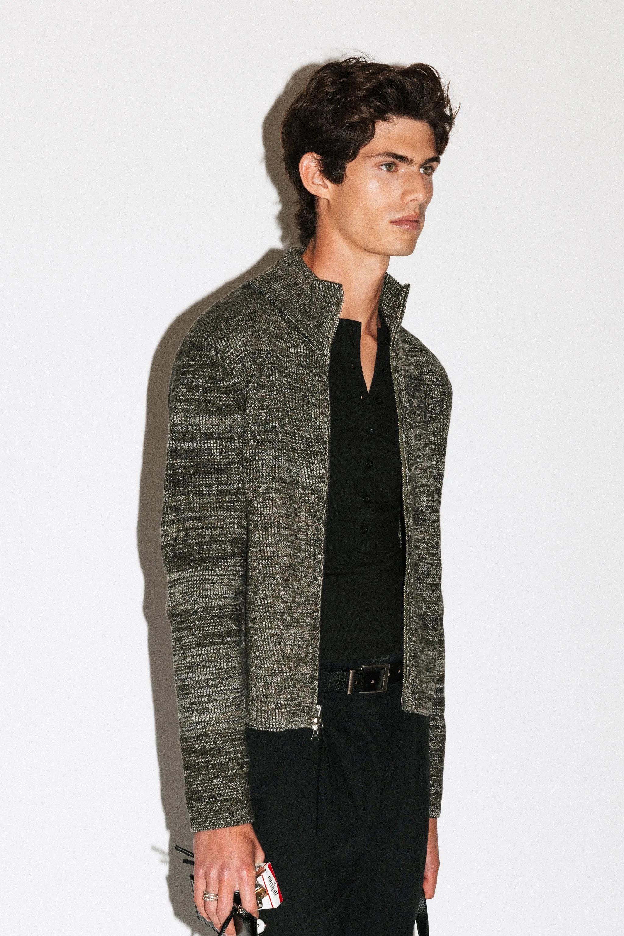 Silverado Slim Zip Cardigan | Moss sold by California Arts product image thumbnail 3