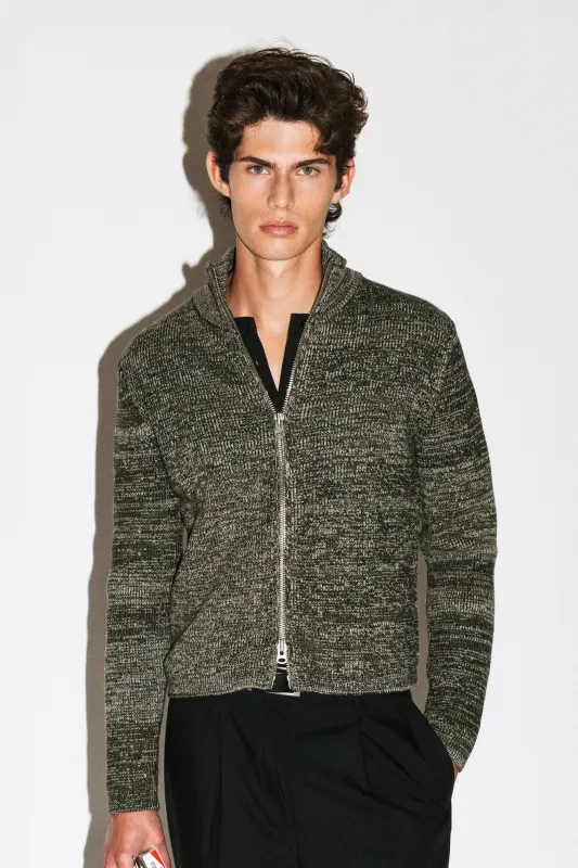 Silverado Slim Zip Cardigan  |  Moss sold by California Arts