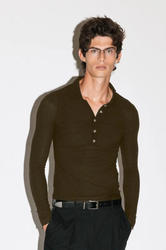 Willey Slim Silk Polo | Olive sold by California Arts