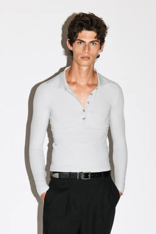 Willey Slim Silk Polo  |  Glacier sold by California Arts
