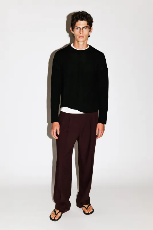 Dume Wide-Leg Ultra-Pleated Trouser  |  Cabernet sold by California Arts