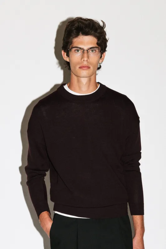 Wirth Relaxed Merino Crewneck  |  Merlot sold by California Arts