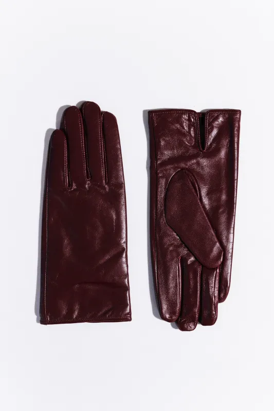 Linden Slim Leather Gloves  |  Merlot sold by California Arts