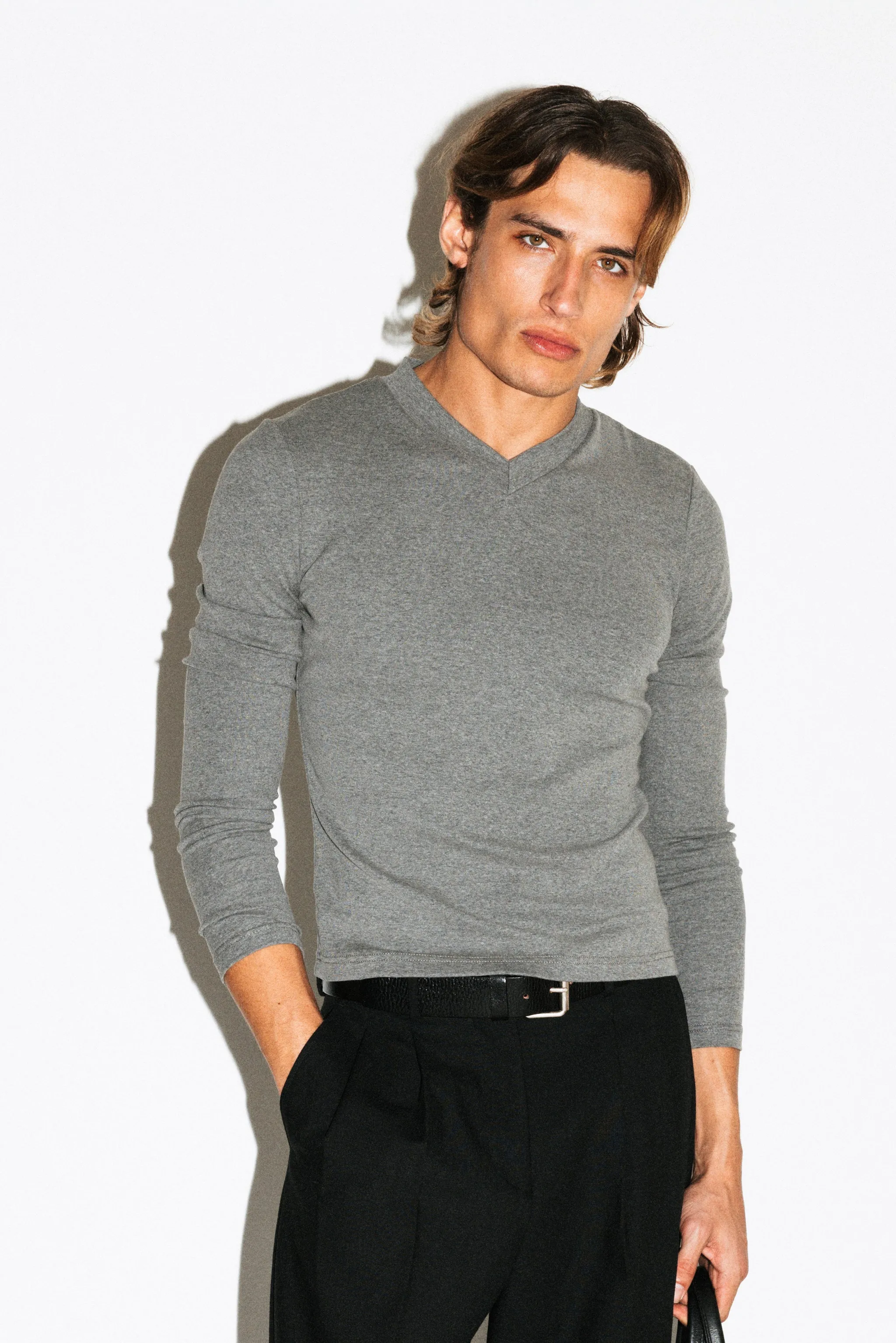 Scott Slim Long Sleeve V-Neck Tee sold by California Arts product image thumbnail 5