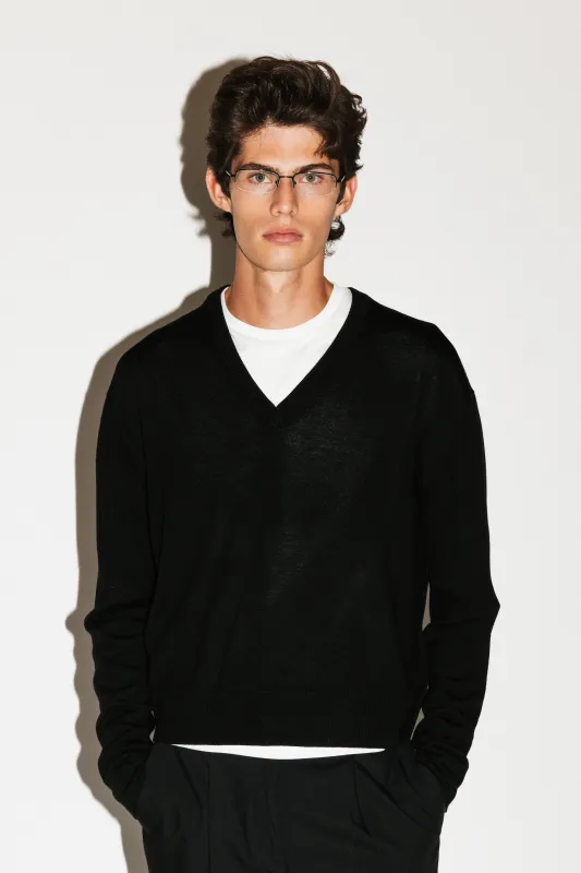 Clinton Low V-Neck Merino Sweater made by California Arts
