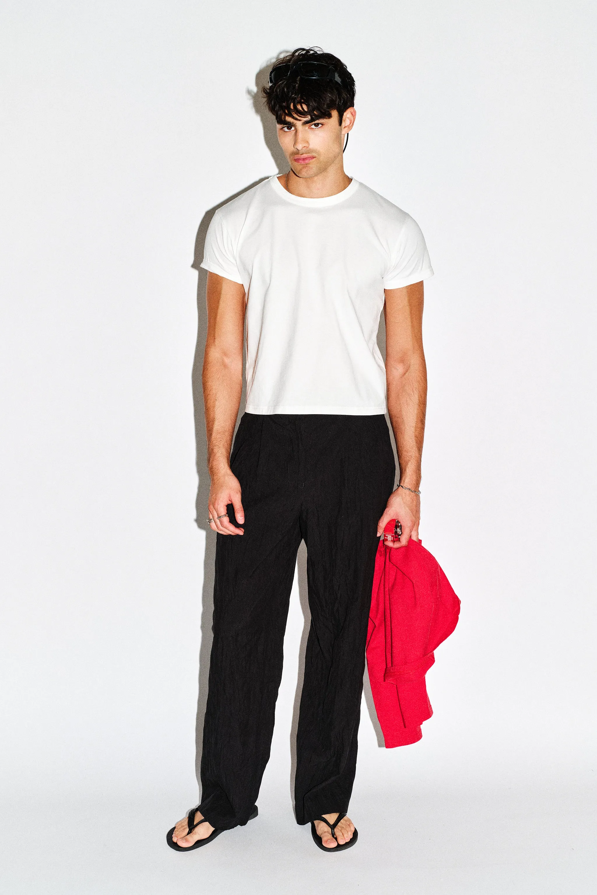Dume Crushed Wide-Leg Pleated Trouser sold by California Arts